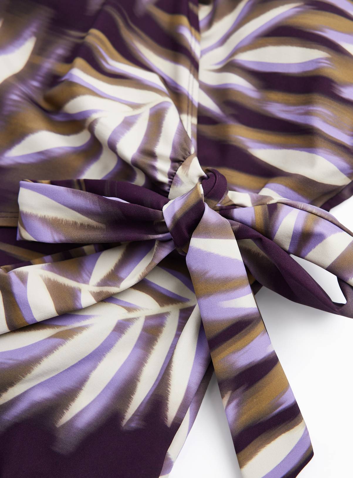 Purple Leaf Print Wrap Front Swimsuit 8 - Image 4